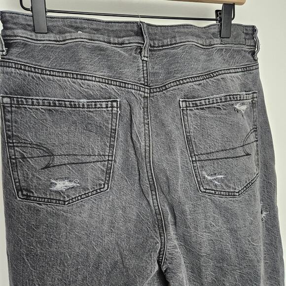 American Eagle Highest Rise Mom Jeans Distressed 12 Black Wash - Picture 6 of 11